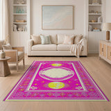 Vibrant Pink Celestial Geometric Rug