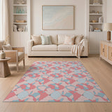 Geometric Pink Blue Abstract Area Rug