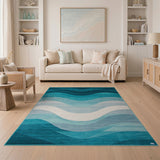 Teal Ocean Waves Area Rug