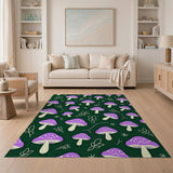 Multi-color and Patterns Whimsical Purple Mushroom Butterfly Area Rug