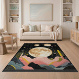 Cosmic Multi-Moon Landscape Area Rug