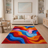 Abstract Area Vibrant Abstract Wave Area Rug