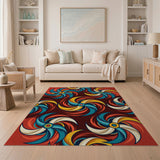 Vibrant Teal Swirl Heritage Tribal Area Rug