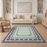 Geometric Grey Frame Mint Green Area Rug
