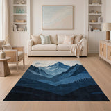 Serene Layered Blue Mountains Area Rug