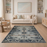 Distressed Southwestern Grey Tribal Rug