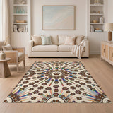 Rainbow Paw Print Mandala Area Rug