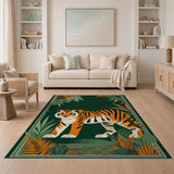 Orange Tiger in Lush Green Jungle Rug