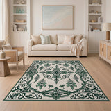 Green Ornate Green Floral Persian Area Rug