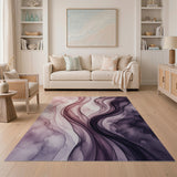 Ethereal Purple Flow Abstract Area Rug