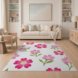 Pink Pink Sakura Blossom Floral Area Rug