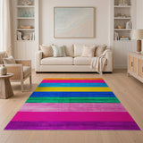 Vivid Multi-Color Horizontal Stripe Area Rug