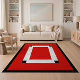Bold Red Black White Framed Area Rug
