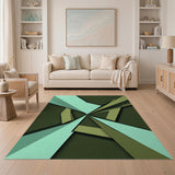 Geometric Modern Teal Green Geometric Abstract Area Rug