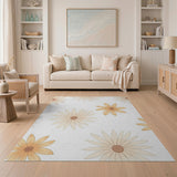 Cream Daisy Floral Area Rug