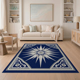 Navy Blue Starburst Geometric Area Rug