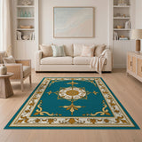 Elegant Teal Persian Medallion Rug