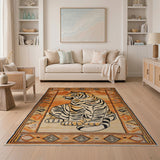 Majestic Orange Tiger Southwestern Rug