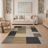 Textured Geometric Patchwork Area Rug
