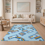 Airplane Rainbow Ticket Kids Area Rug