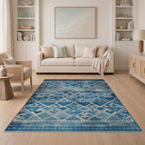 Blue Teal Diamond Tribal Area Rug