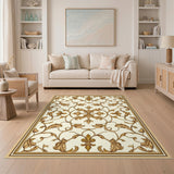 Elegant Gold Floral Scroll Area Rug