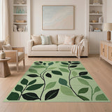 Floral Vintage Green Lush Green Leaves Area Rug