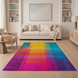 Stripe Vibrant Multi-Color Geometric Stripe Area Rug