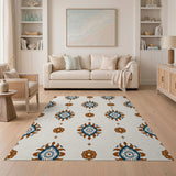 Teal Rust Tribal Medallion Area Rug