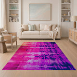 Vibrant Pink Purple Tie-Dye Boho Area Rug
