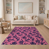Pink Navy Vine Leaf Area Rug