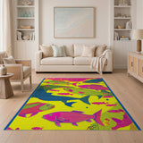 Neon Pixel Fish Frenzy Area Rug