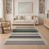 Bold Striped Black White Geometric Area Rug