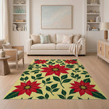 Vibrant Poinsettia Floral Area Rug