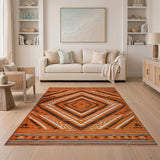 Orange Bold Orange Diamond Southwestern Area Rug