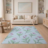Pink Daisy Floral Pattern Area Rug