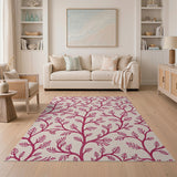 Delicate Pink Vine Branch Floral Area Rug