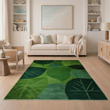 Lush Green Leaves Geometric Area Rug