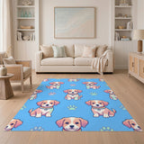 Rainbow Puppy Blue Kids Area Rug