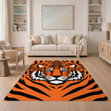 Abstract Area Bold Orange Tiger Face Area Rug