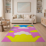 Dreamy Pink Sky Clouds Area Rug with Stars