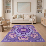 Purple Mandala Floral Floral Vintage Area Rug