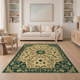 Opulent Teal Medallion Persian Area Rug