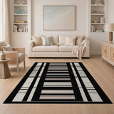 Modern Black White Plaid Area Rug