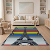 Geometric Modern Multi-color and Patterns Rainbow Eiffel Tower Area Rug