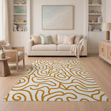 Orange Wavy Scribble Abstract Area Rug
