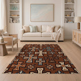 Southwestern Tribal Cross Area Rug Brown Tan