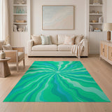 Radiant Teal Wave Abstract Area Rug