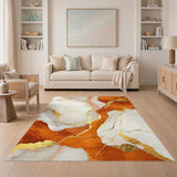 Orange Marble Gold Vein Area Rug