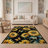 Vibrant Sunflowers Butterflies Area Rug